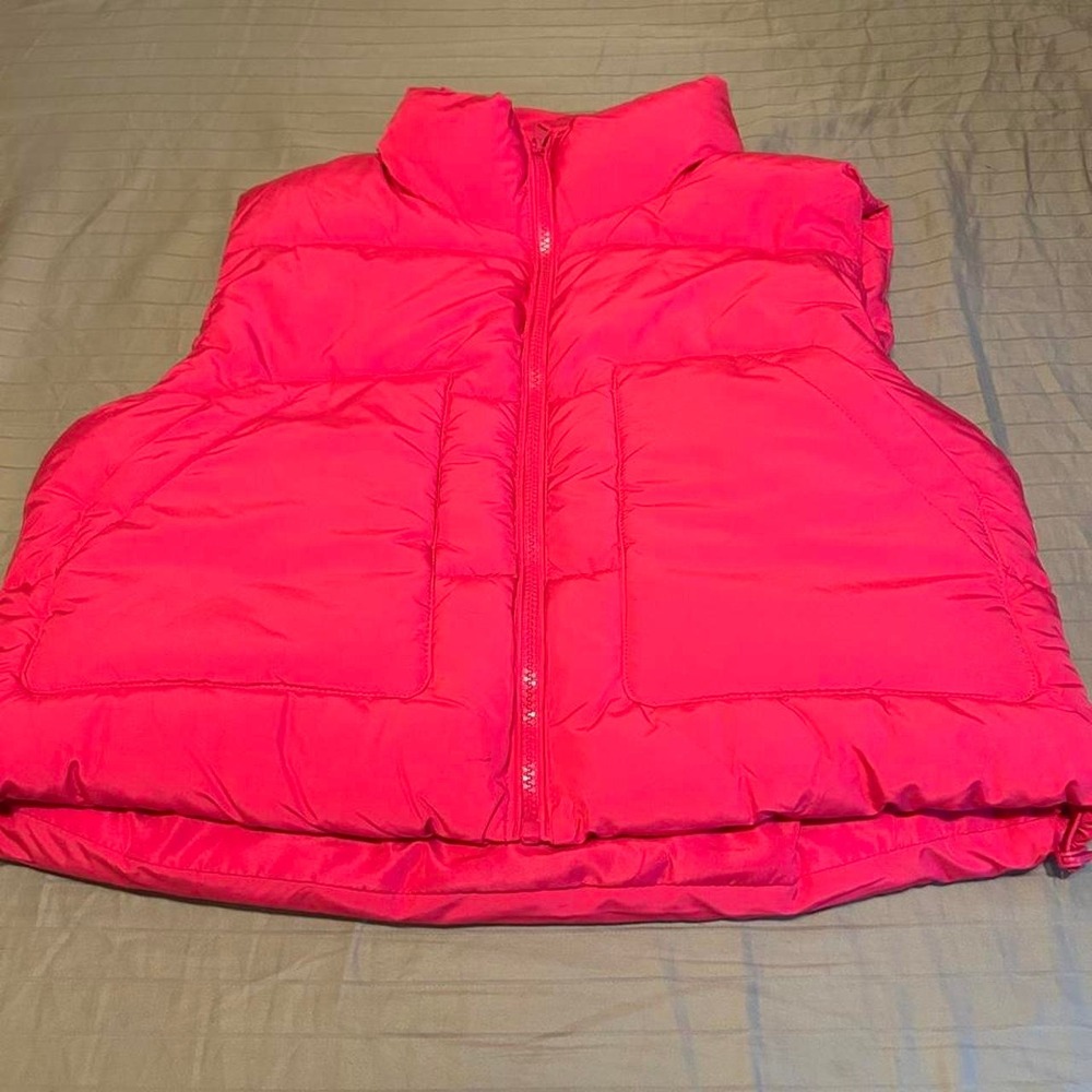 hot pink puffer vest